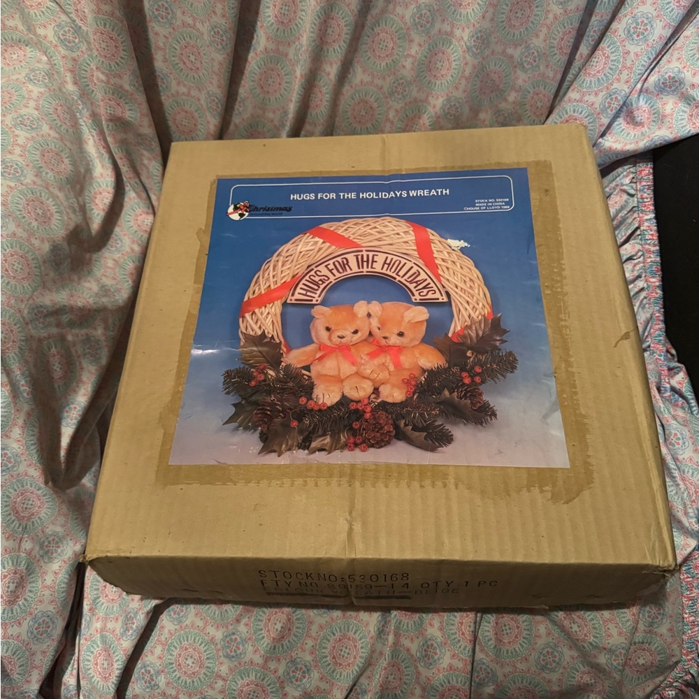 Vintage House Of Lloyd Christmas Wreath In Box “Hugs For The Holidays” From 1989